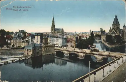 ww84236 Metz Moselle Lothringen Metz St Ludwigstaden Quai St Louis Bruecke * Kategorie. Metz Alte Ansichtskarten