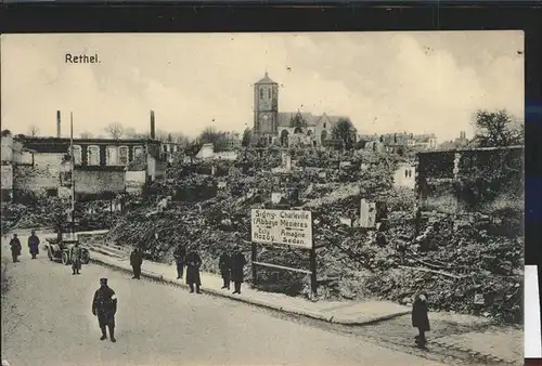 Rethel Blick auf die zerstoerte Stadt   Feldpost Kat. Rethel