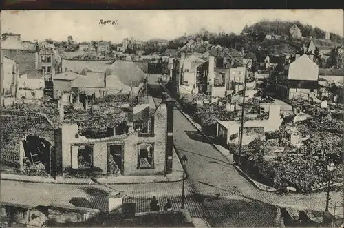 Rethel Blick auf die zerstoerte Stadt   Feldpost Kat. Rethel