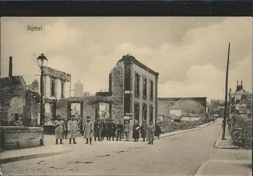 Rethel Blick auf die zerstoerte Stadt   Feldpost Kat. Rethel