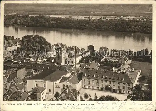 Eltville Rhein Sektkellerei Matheus Mueller Rheinpanorama Fliegeraufnahme Kat. Eltville am Rhein