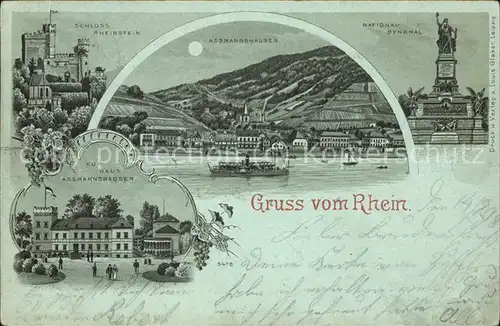 Assmannshausen Schloss Rheinstein Panorama Kurhaus Nationaldenkmal / Ruedesheim am Rhein /