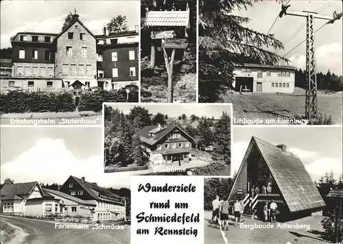 Schmiedefeld Rennsteig Wanderziele Erholungsheim Stutenhaus Liftbaude Eisenberg Bergbaude Adlersberg Ferienheim Schmuecke Filmbuehne Kat. Schmiedefeld Rennsteig