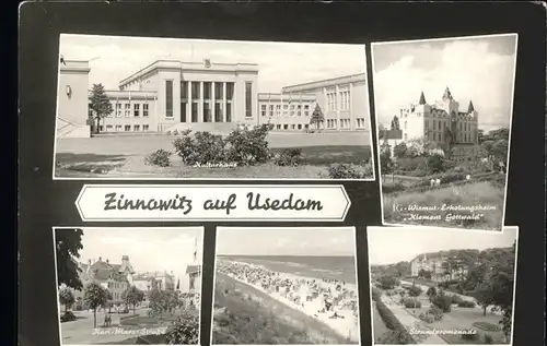 Zinnowitz Ostseebad Usedom Kulturhaus IG Wismut Erholungsheim Klement Gottwald Karl Marx Strasse Strand Strandpromenade Kat. Zinnowitz