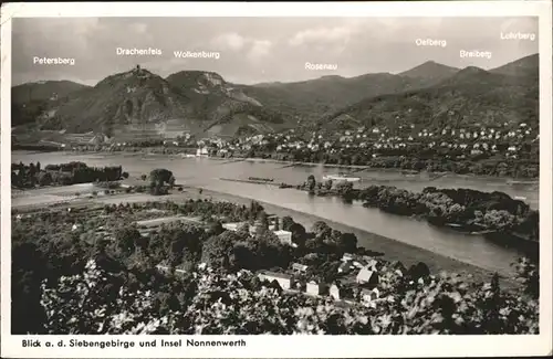 Remagen Panorama auf Siebengebirge Insel Nonnenwerth Kat. Remagen