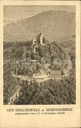 Drachenfels Burg Fliegeraufnahme Hotel auf dem Drachenfels Jos.Thelen Kat. Koenigswinter