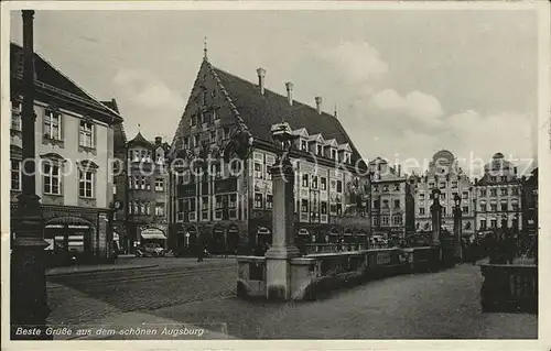 Augsburg Marktplatz Brunnen Stempel Kat. Augsburg