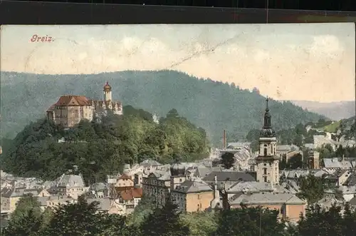 Greiz Thueringen Ortsansicht mit Schloss und Stadtkirche Kat. Greiz