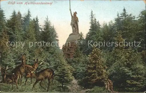 dg30615 Hermannsdenkmal Rehe Kategorie. Detmold Alte Ansichtskarten