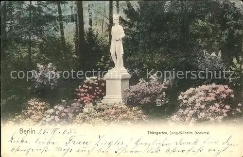 Berlin Jung Wilhelm Denkmal im Tiergarten Statue Kat. Berlin