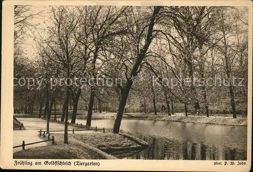 Berlin Fruehling am Goldfischteich im Tiergarten Uferpromenade Kartenkalender "Berliner Bilder" Kat. Berlin