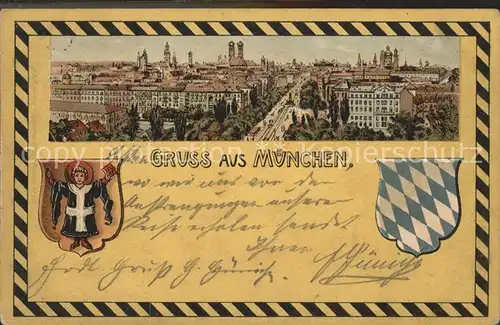 Muenchen Panorama Wappen  Kat. Muenchen