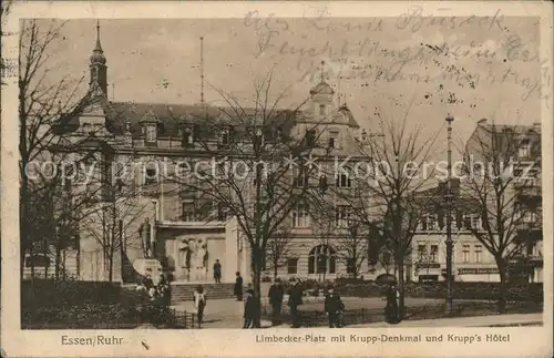 Essen Ruhr Limbecker Platz mit Krupp Denkmal und Krupp Hotel Kat. Essen