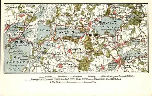 Eutin Landkarte Seen und Ploen Kat. Eutin