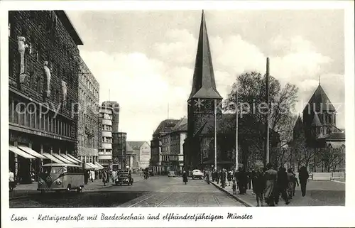 Essen Ruhr Kettwigerstr mit Baedeckerhaus und Muenster Kat. Essen