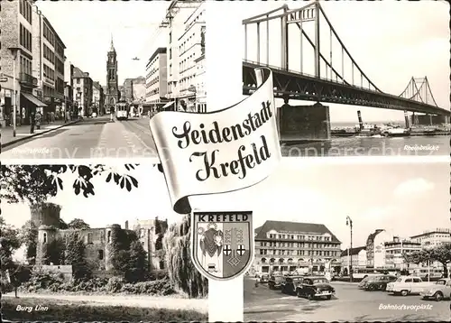 Krefeld Wappen Burg Linn Bahnhofsplatz Rheinbruecke Kat. Krefeld