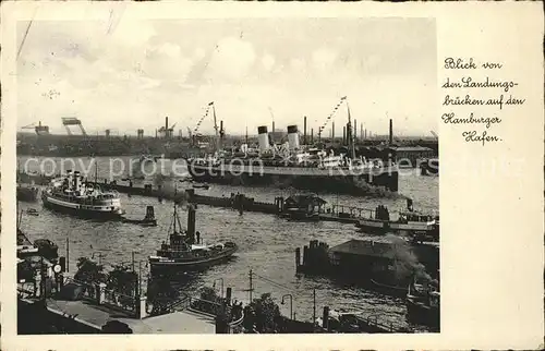 Hamburg Blick von den Landungsbruecken auf den Hafen Kat. Hamburg