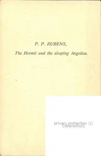 Kuenstlerkarte P.P. Rubens Hermit and the sleeping Angelica Erotik Frau  Kat. Kuenstlerkarte