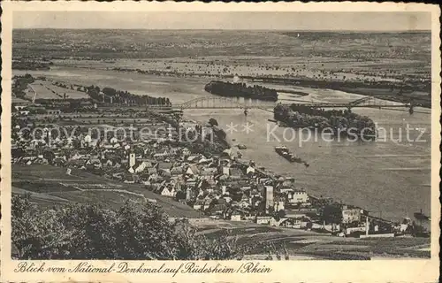 Ruedesheim Panorama am Rhein vom Nationaldenkmal Kat. Ruedesheim am Rhein