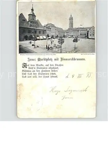 Jena Marktplatz mit Bismarckbrunnen Kat. Jena