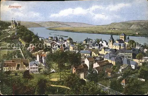 Remagen Teilansicht mit Apollinaris Kirche Rhein Kat. Remagen