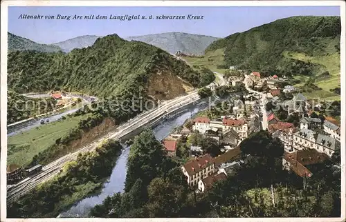 Altenahr Blick von Burg Are Langfigtal Schwarzes Kreuz Eisenbahn Kat. Altenahr