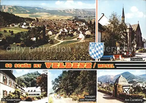 Veldenz Panorama Ortsmitte Carlsberg Anlagen am Hammer Kinderheim Wappen / Veldenz /Bernkastel-Wittlich LKR