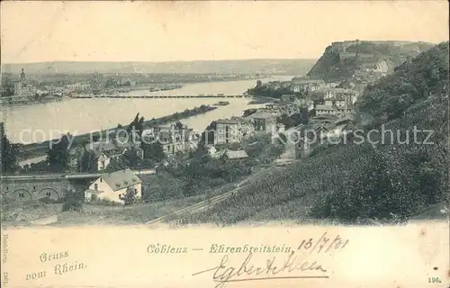 Koblenz Rhein mit Ehrenbreitstein Kat. Koblenz