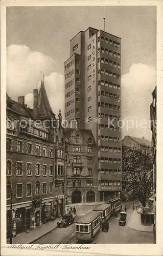 Stuttgart Tagblatt Turmhaus Strassenbahn Kat. Stuttgart