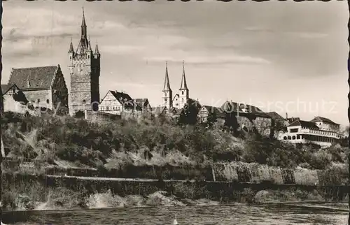 Bad Wimpfen Neckarpartie mit Burg und Kirche Kat. Bad Wimpfen