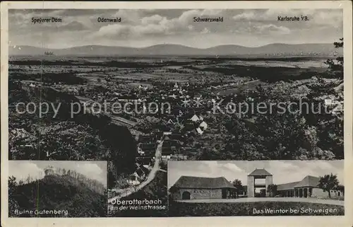 Oberotterbach Pfalz Panorama Ruine Gutenberg Weintor bei Schweigen Kat. Oberotterbach