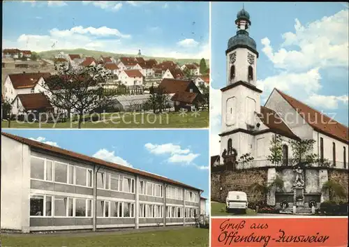 Zunsweier Ortsblick Kirche Schule Kat. Offenburg