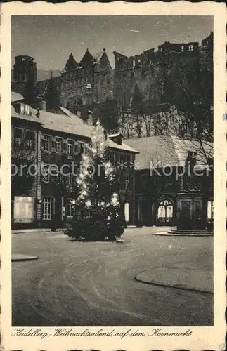 Heidelberg Neckar Weihnachtsabend auf dem Kornmarkt Kat. Heidelberg