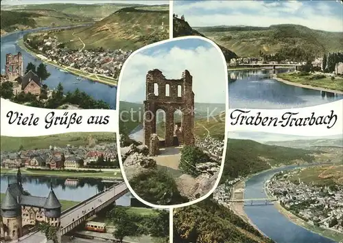 Traben Trarbach Moselpanorama Ruine Grevenburg Bruecke  Kat. Traben Trarbach