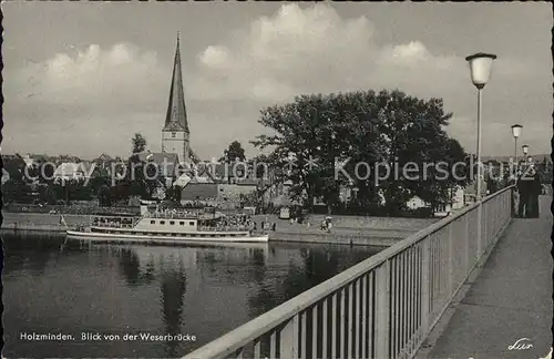 Holzminden Weser Weserbruecke Schiff Kat. Holzminden