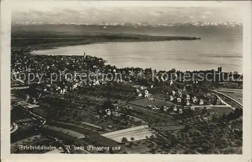 Friedrichshafen Bodensee Fliegeraufnahme mit Alpenpanorama Kat. Friedrichshafen