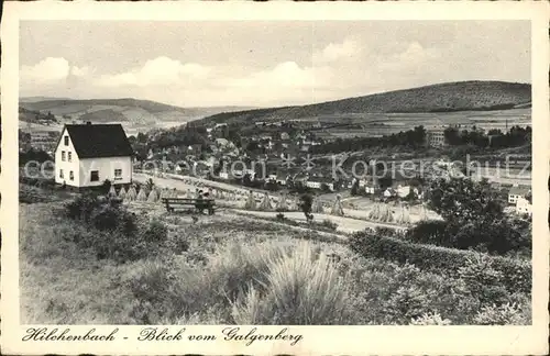 Hilchenbach Siegerland Blick vom Galgenberg Heuernte Bahnpost Kat. Hilchenbach