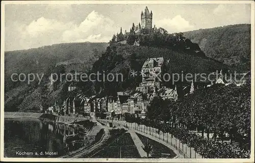 Kochem Moselpanorama mit Burg Hotel Germania Kat. Cochem