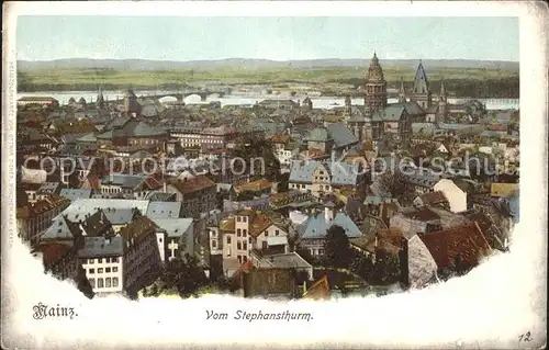 Mainz Rhein Blick vom Stephansturm Dom Rhein Bruecke / Mainz Rhein /Mainz Stadtkreis