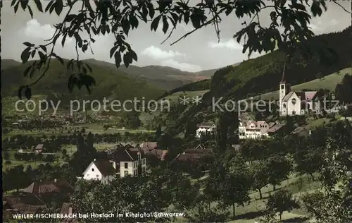 Fischerbach Ortsansicht mit Kirche Gasthaus Ochsen Kat. Fischerbach