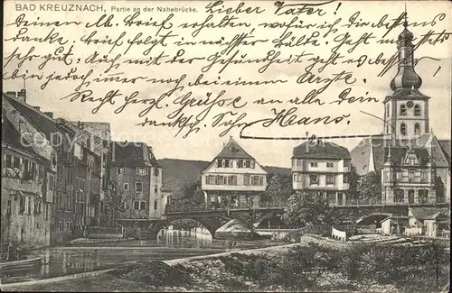 Bad Kreuznach Partie an der Nahebruecke Kirche Kat. Bad Kreuznach