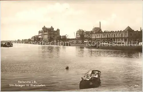 Karlsruhe Rheinhafen Siloanlagen Boot Kat. Karlsruhe