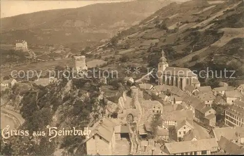 Heimbach Eifel Ortsblick mit Kirche und Burg Kat. Heimbach