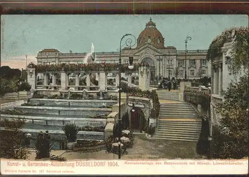 Ausstellung Kunst Gartenbau Duesseldorf 1904  Kaskadenanlagen Betonerein Muench Loewenbraeukeller