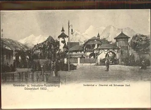 Ausstellung Industrie Gewerbe Kunst Duesseldorf 1902  Suldenthal Zillerthal Schweizer Dorf