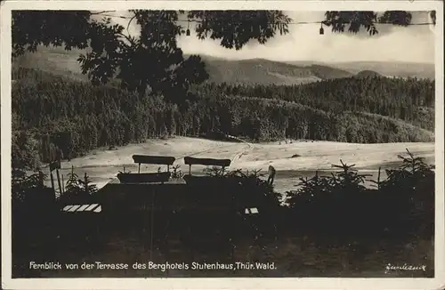 Stutenhaus Adlersberg Berghotel Terrasse Kat. Schmiedefeld Rennsteig