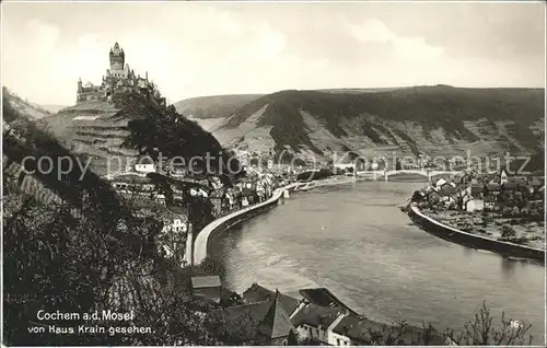 Cochem Mosel Moselpanorama mit Burg vom Haus Krain gesehen Kat. Cochem