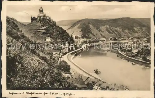 Cochem Mosel Moselpanorama mit Burg Kat. Cochem