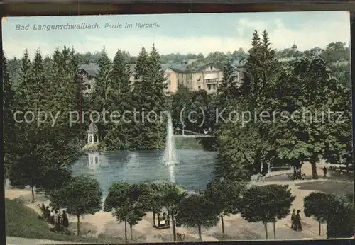 Langenschwalbach Partie im Kurpark Weiher Fontaene Kat. Bad Schwalbach