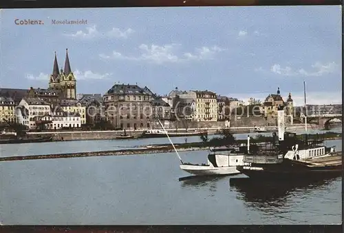 Coblenz Koblenz Partie an der Mosel Kirche Dampfer Feldpost Kat. Koblenz Rhein